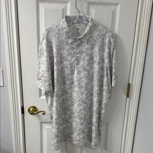 Adidas White and Gray Camouflage Men's Polo
